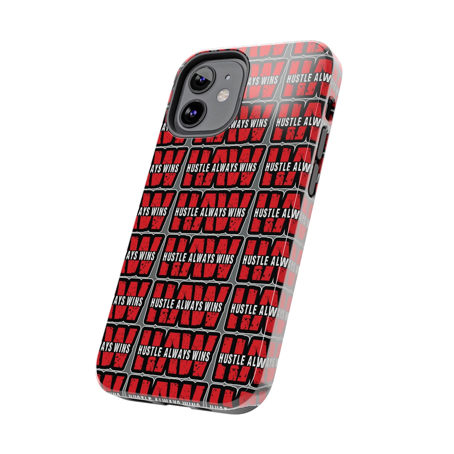Phone Case — "Hustle Always Wins" Red Pattern Tough Protective Case