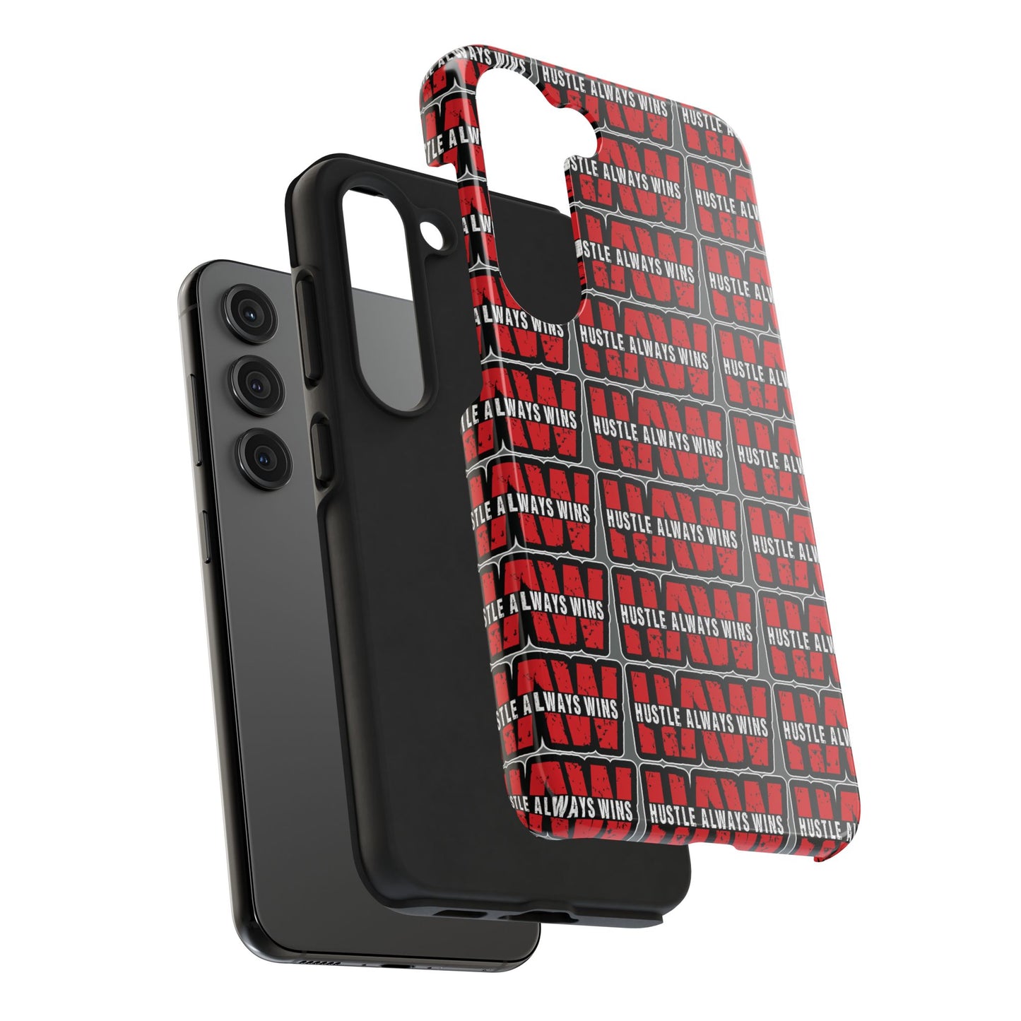Phone Case — "Hustle Always Wins" Red Pattern Tough Protective Case