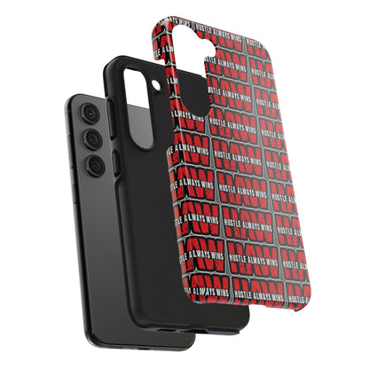 Phone Case — "Hustle Always Wins" Red Pattern Tough Protective Case