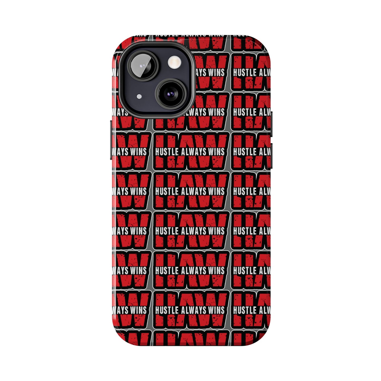 Phone Case — "Hustle Always Wins" Red Pattern Tough Protective Case