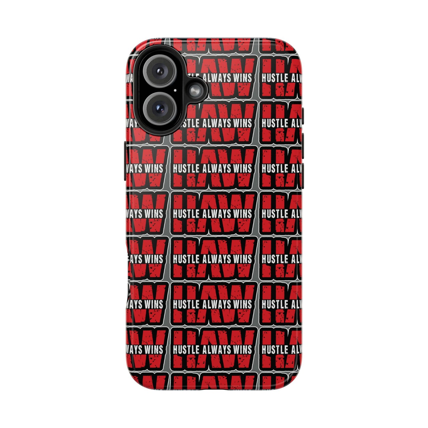 Phone Case — "Hustle Always Wins" Red Pattern Tough Protective Case