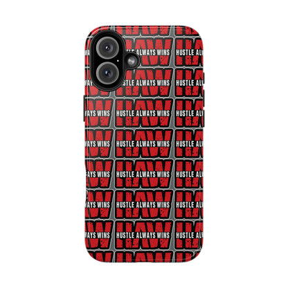 Phone Case — "Hustle Always Wins" Red Pattern Tough Protective Case