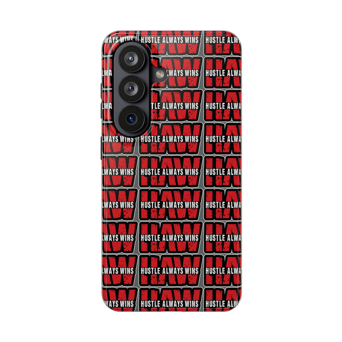 Phone Case — "Hustle Always Wins" Red Pattern Tough Protective Case