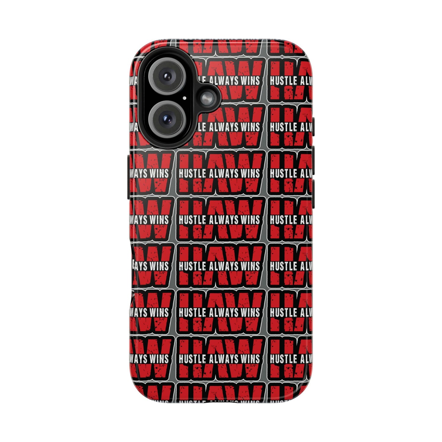 Phone Case — "Hustle Always Wins" Red Pattern Tough Protective Case