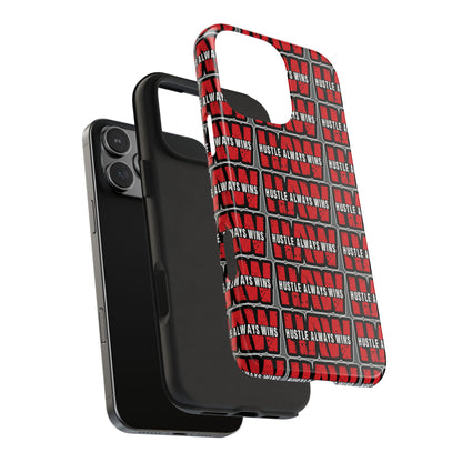 Phone Case — "Hustle Always Wins" Red Pattern Tough Protective Case