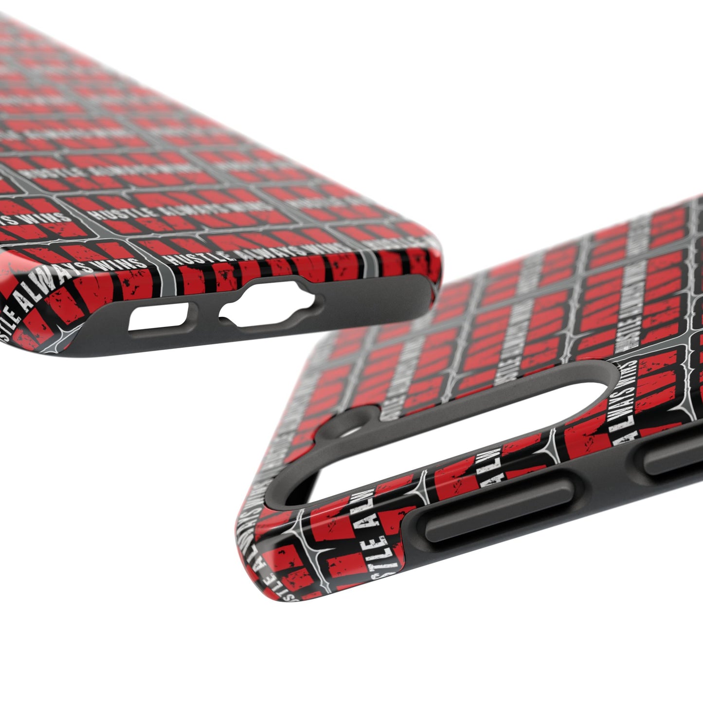 Phone Case — "Hustle Always Wins" Red Pattern Tough Protective Case