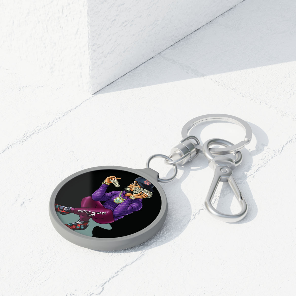 Hustle Always Wins Keyring Tag