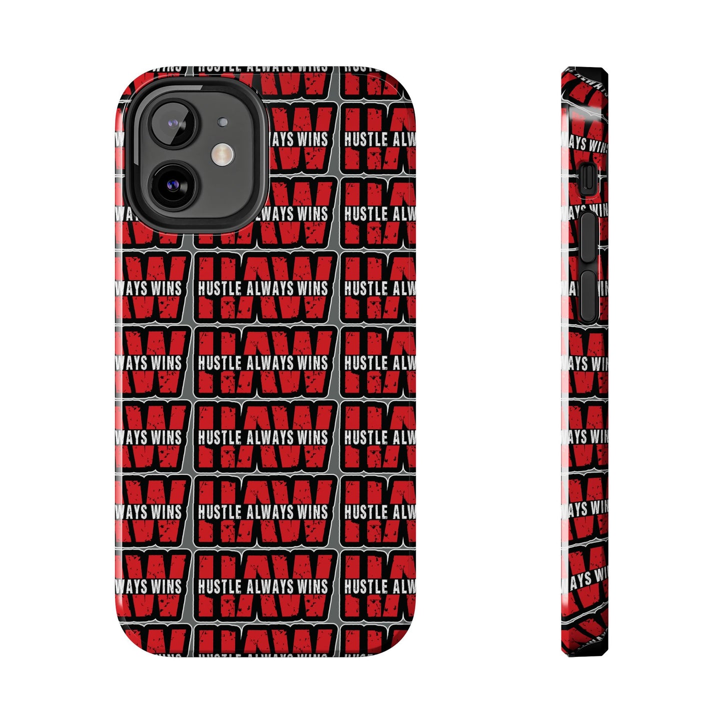 Phone Case — "Hustle Always Wins" Red Pattern Tough Protective Case