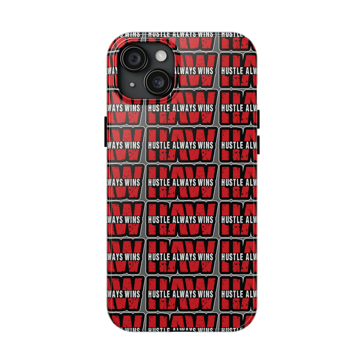 Phone Case — "Hustle Always Wins" Red Pattern Tough Protective Case