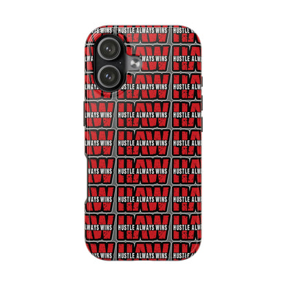 Phone Case — "Hustle Always Wins" Red Pattern Tough Protective Case