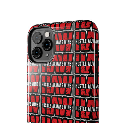 Phone Case — "Hustle Always Wins" Red Pattern Tough Protective Case