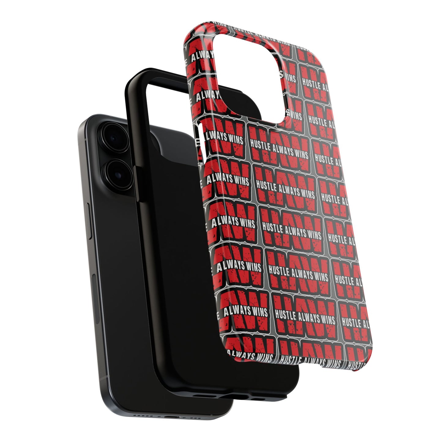 Phone Case — "Hustle Always Wins" Red Pattern Tough Protective Case