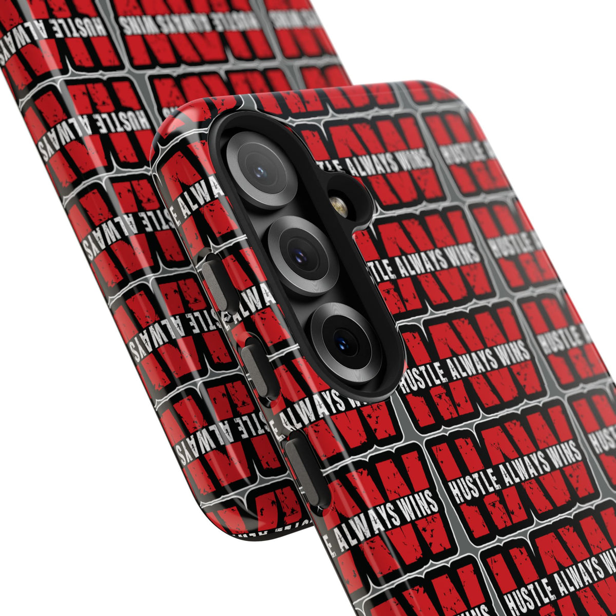 Phone Case — "Hustle Always Wins" Red Pattern Tough Protective Case