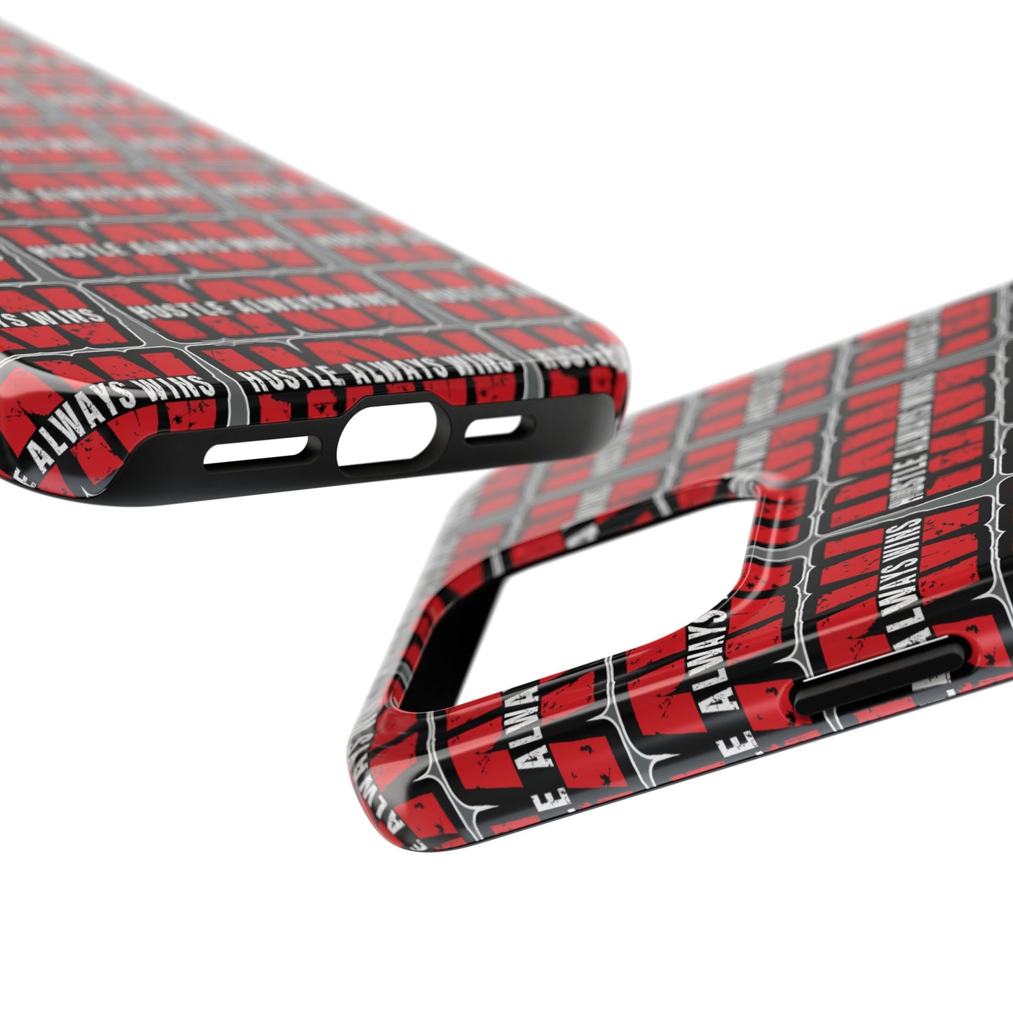 Phone Case — "Hustle Always Wins" Red Pattern Tough Protective Case