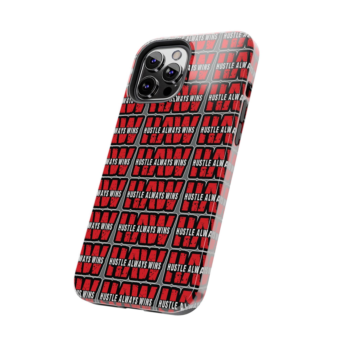 Phone Case — "Hustle Always Wins" Red Pattern Tough Protective Case