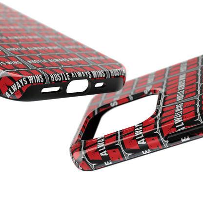 Phone Case — "Hustle Always Wins" Red Pattern Tough Protective Case