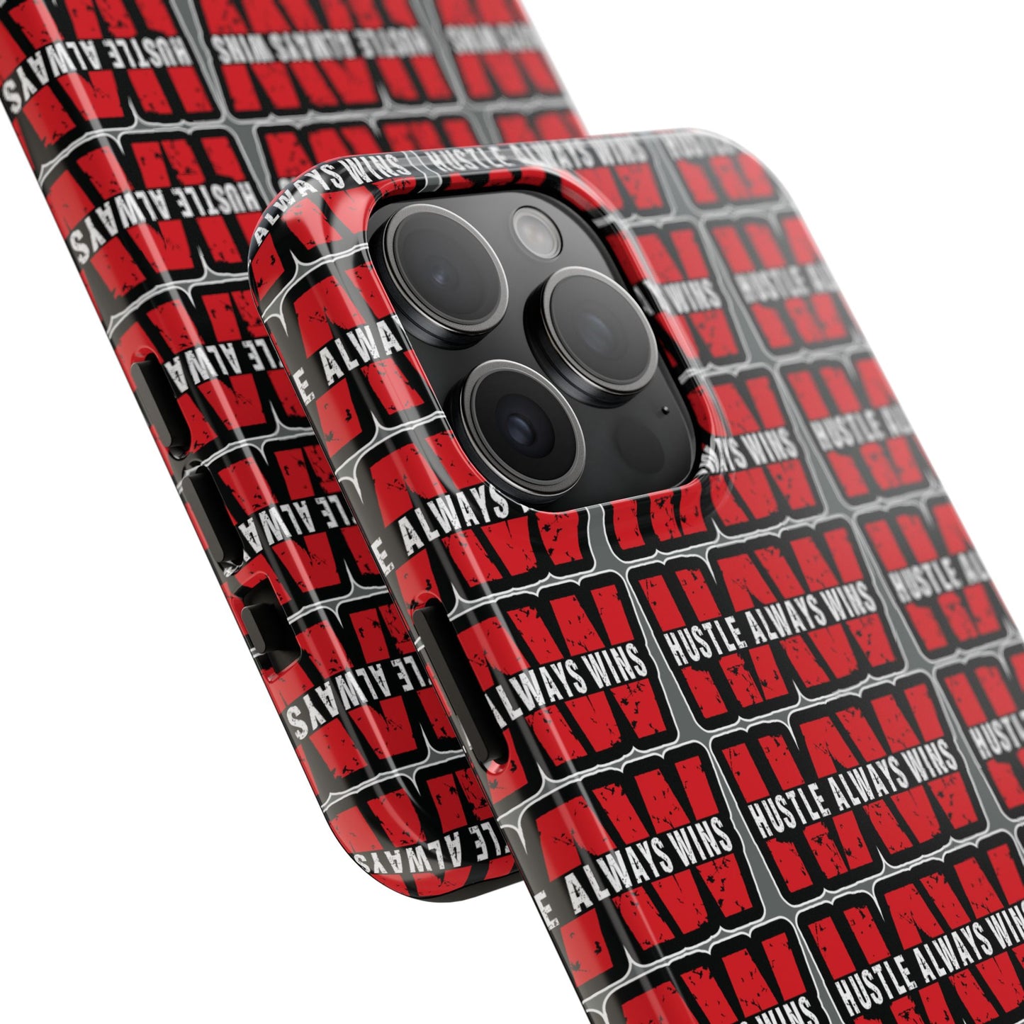 Phone Case — "Hustle Always Wins" Red Pattern Tough Protective Case
