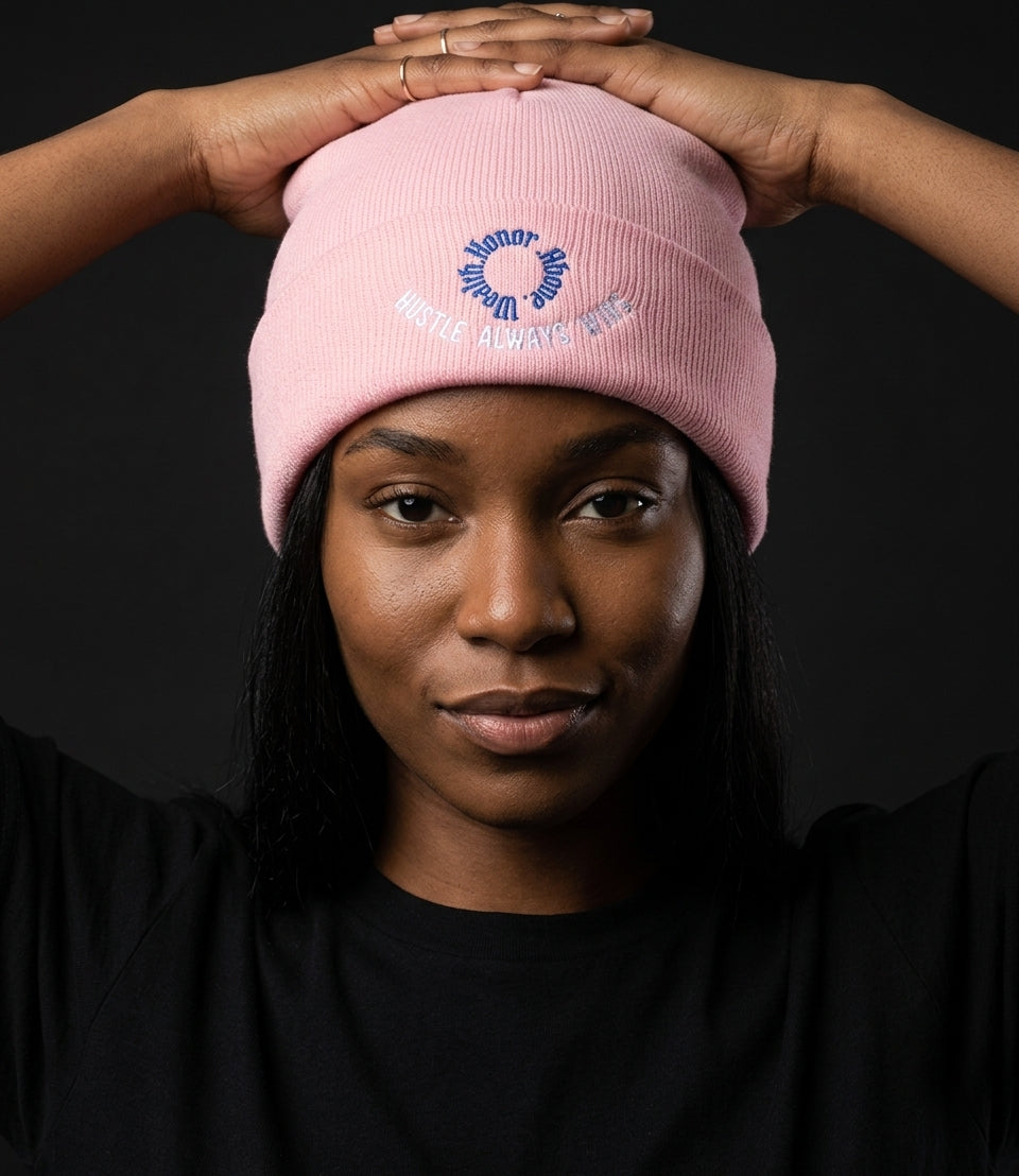 Classic Beanie — Embroidered "Hustle Always Wins"